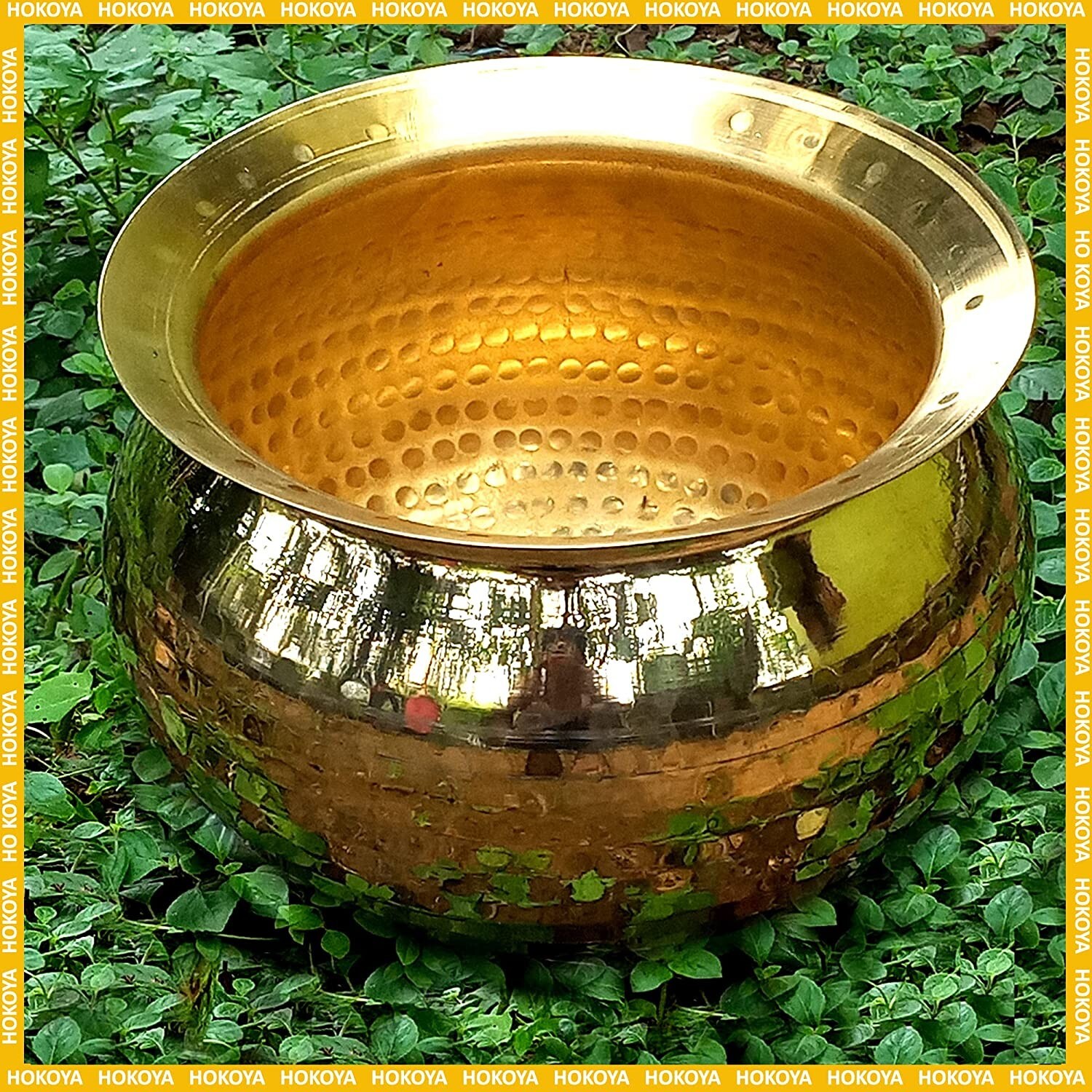 Handmade Brass Traditional Shiny Handi for Cooking 5 Liter Capacity Pack of 1
