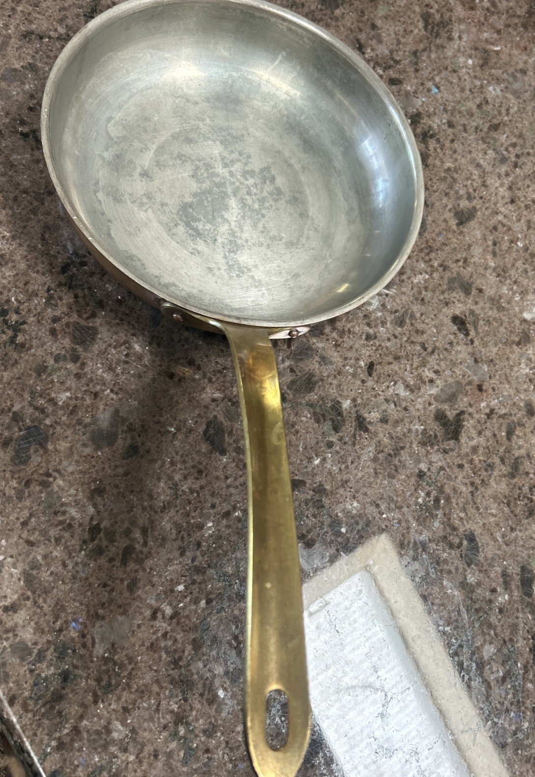 Vintage Tagus Copper Frying Pan Skillet Brass Handle 8.25″ Portugal Cookware
