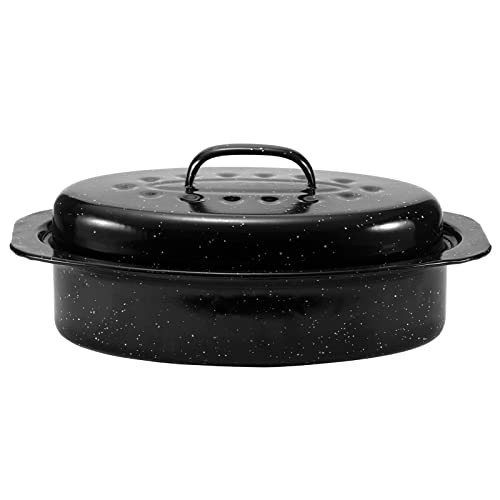 Granite Roaster Pan, Small 13” Enameled Roasting Pan with Porcelain 13INCH