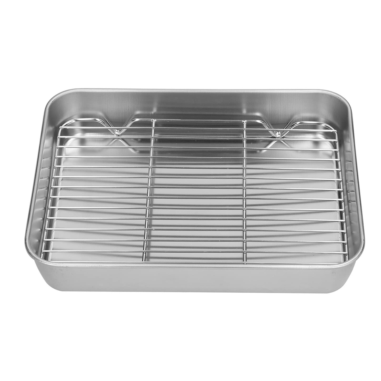 Roasting Pan with Rack, 9.25×6.9Inch Stainless Steel Rectangular Baking Pan R…