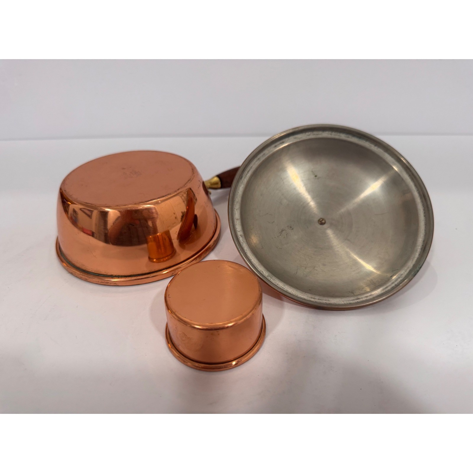 TAGUS Copper Saucepan Pot with Lid and Wood Handle & Small Cup