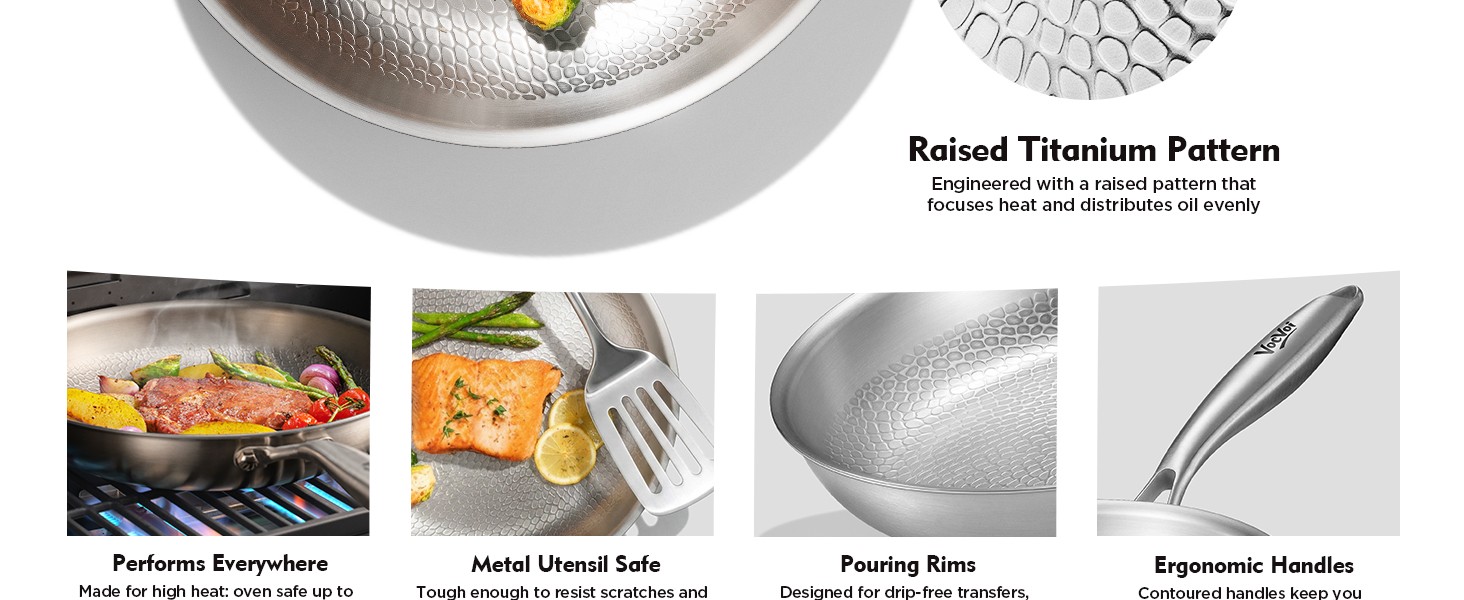 Titanium pans for cooking,12″ frying pan,butter warmer skillet | Uncoated