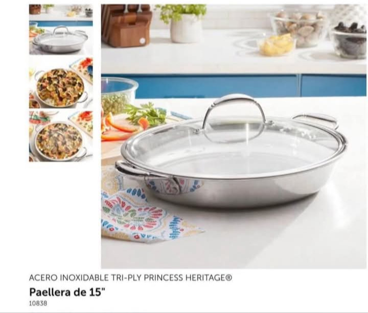 10838 Princess Heritage triply stainless steel 15″ paella pan