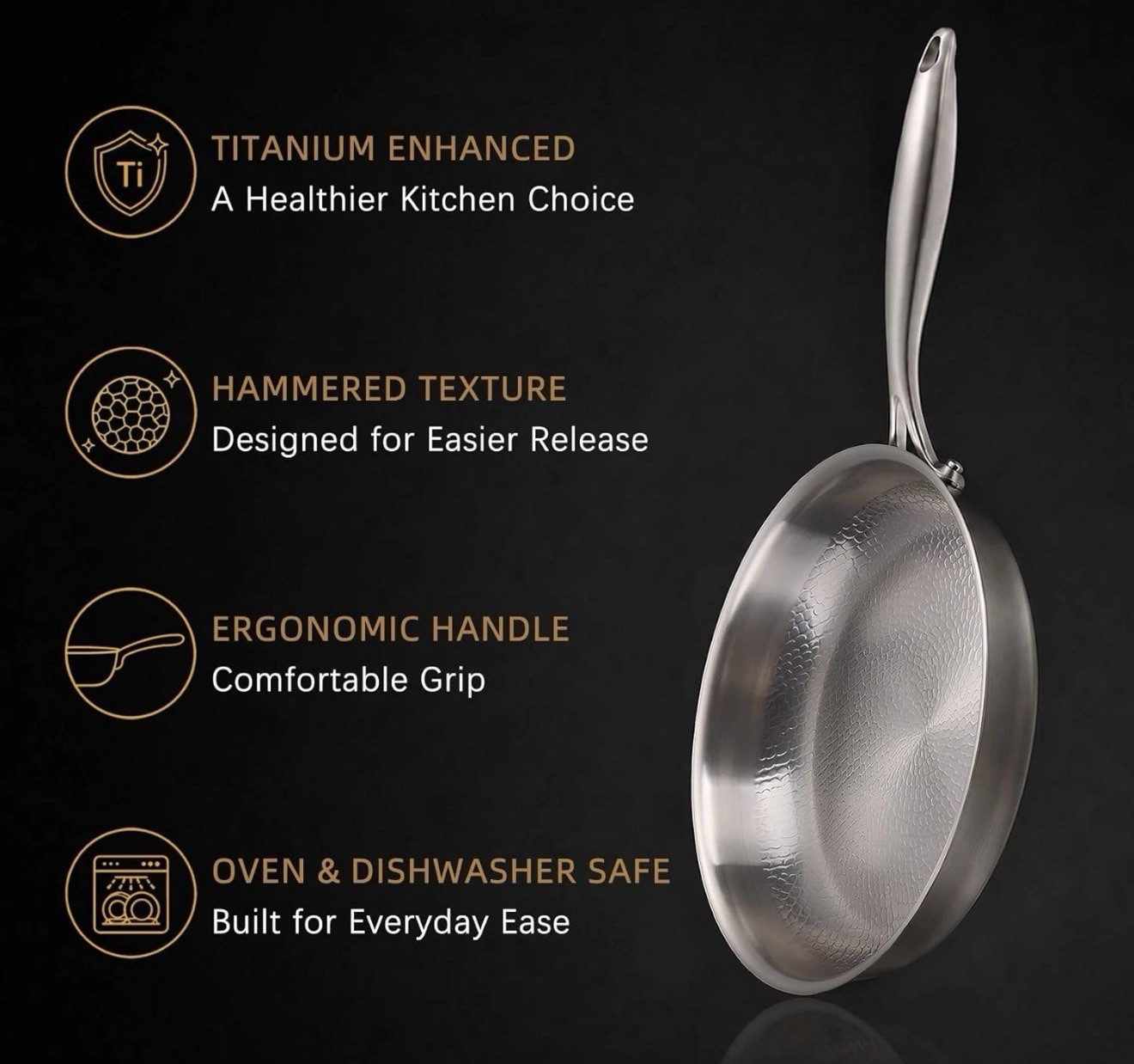 Ptacivow 10″ Titanium Pans for Cooking,99.6% Titanium Frying Pan Healthy *READ..
