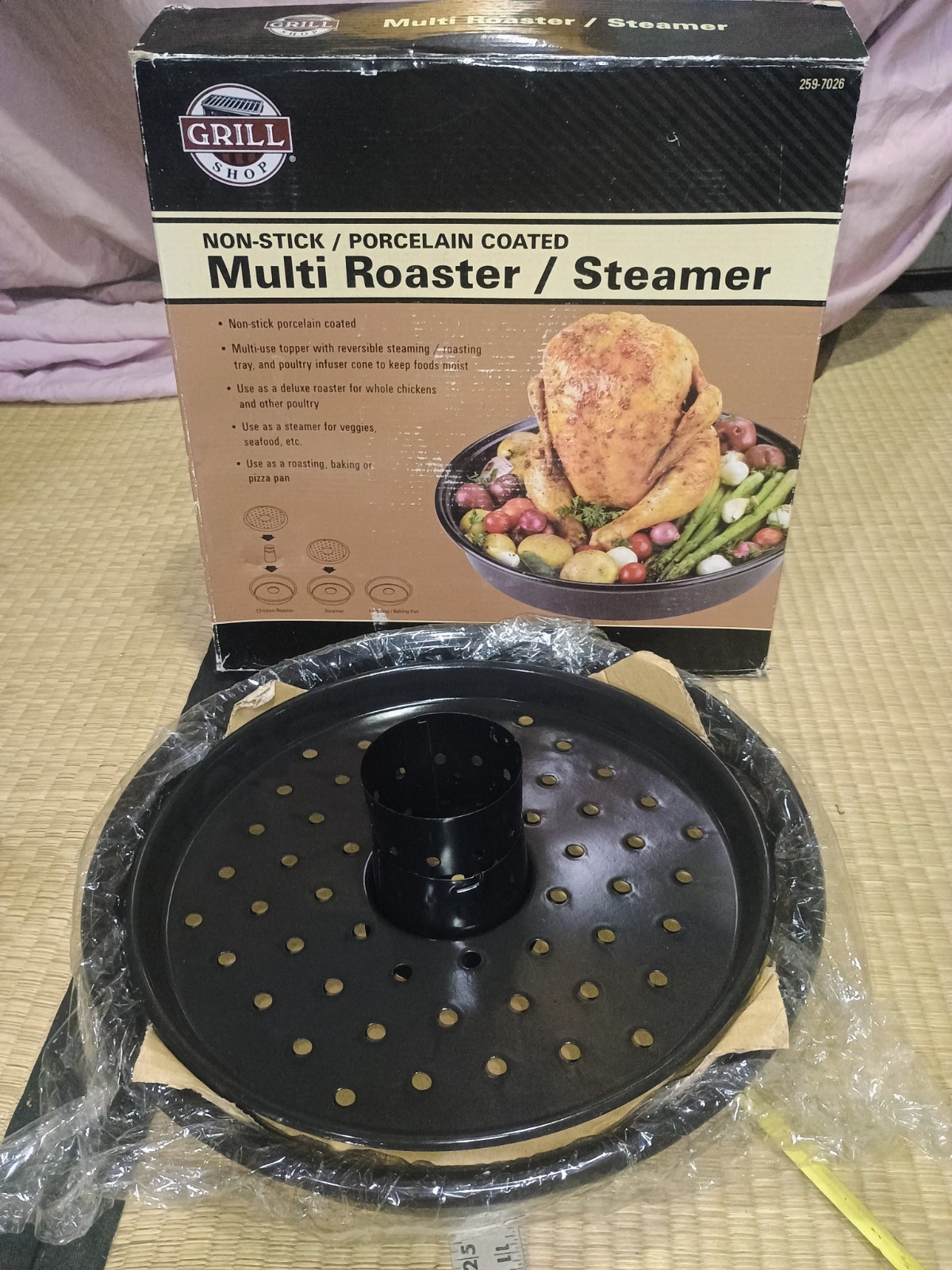 New Grill Shop Non-Stick Porcelain Coated Multi Roaster/Steamer beer can chicken
