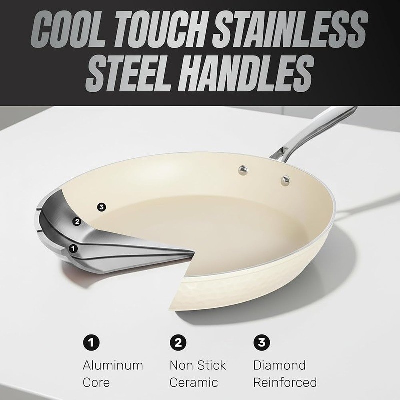 Nonstick Hammered Cookware Set 15pc Stay Cool Handles Easy Cleanup Oven Safe New