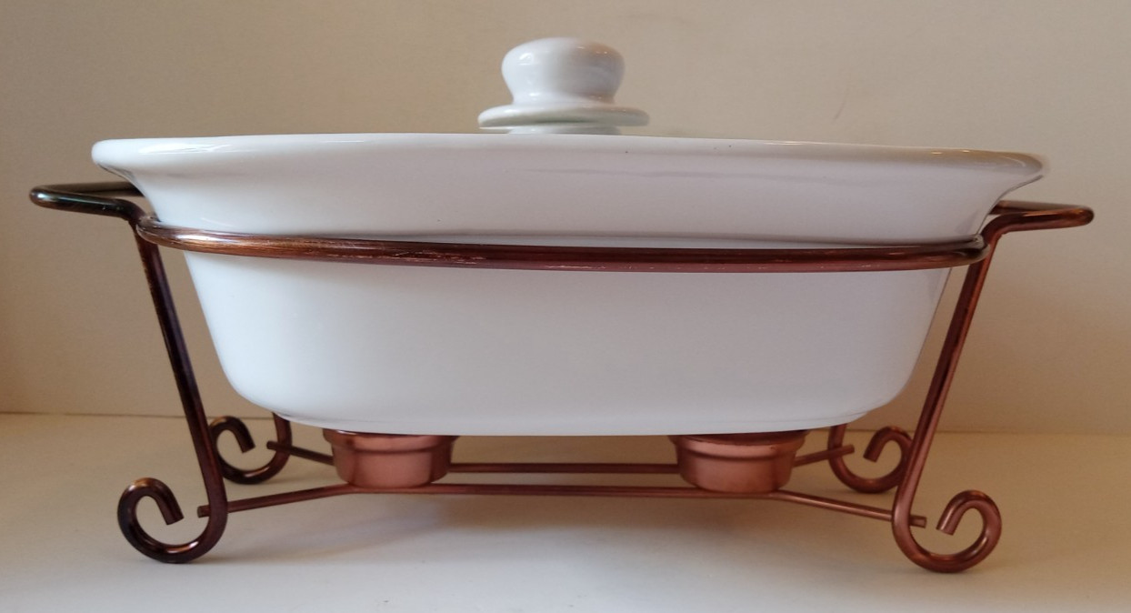 Circleware Kitchen Buffet 2.5 Quart Covered Casserole Dish w/ Warming Rack NIB
