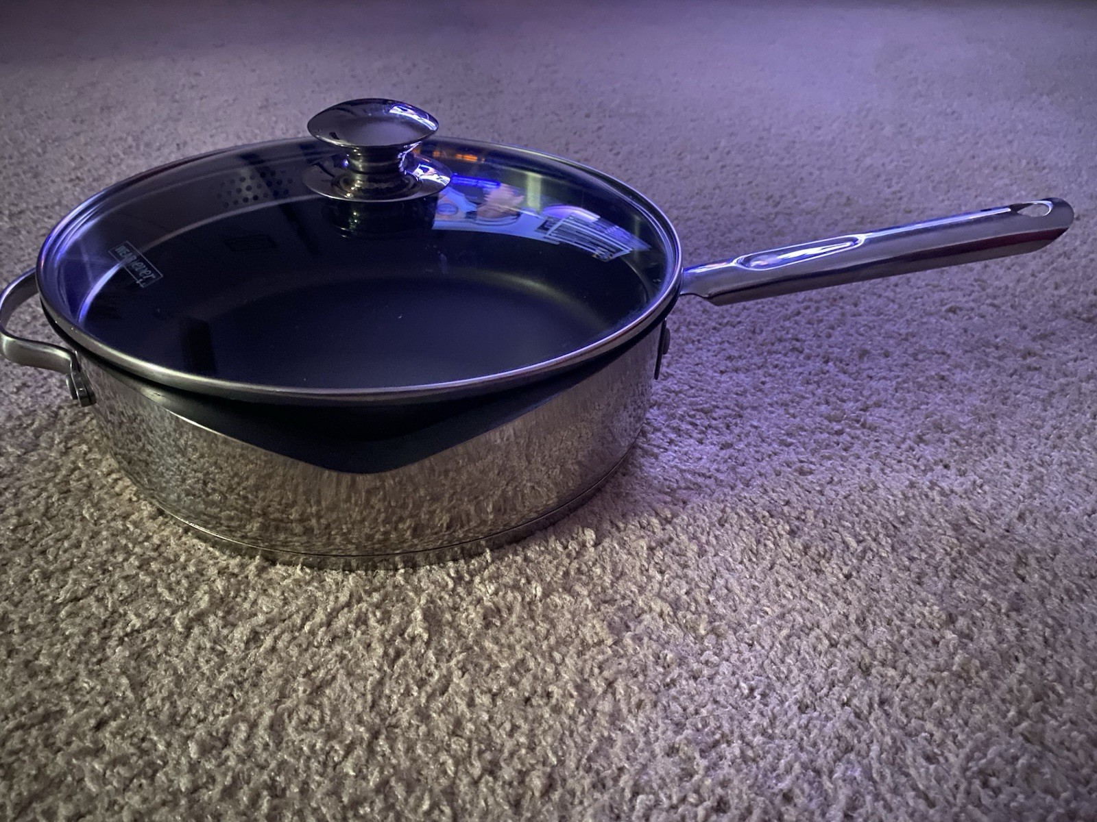 WearEver 10 in Nonstick Stainless Steel Deep Skillet w Glass Lid Silver/Black