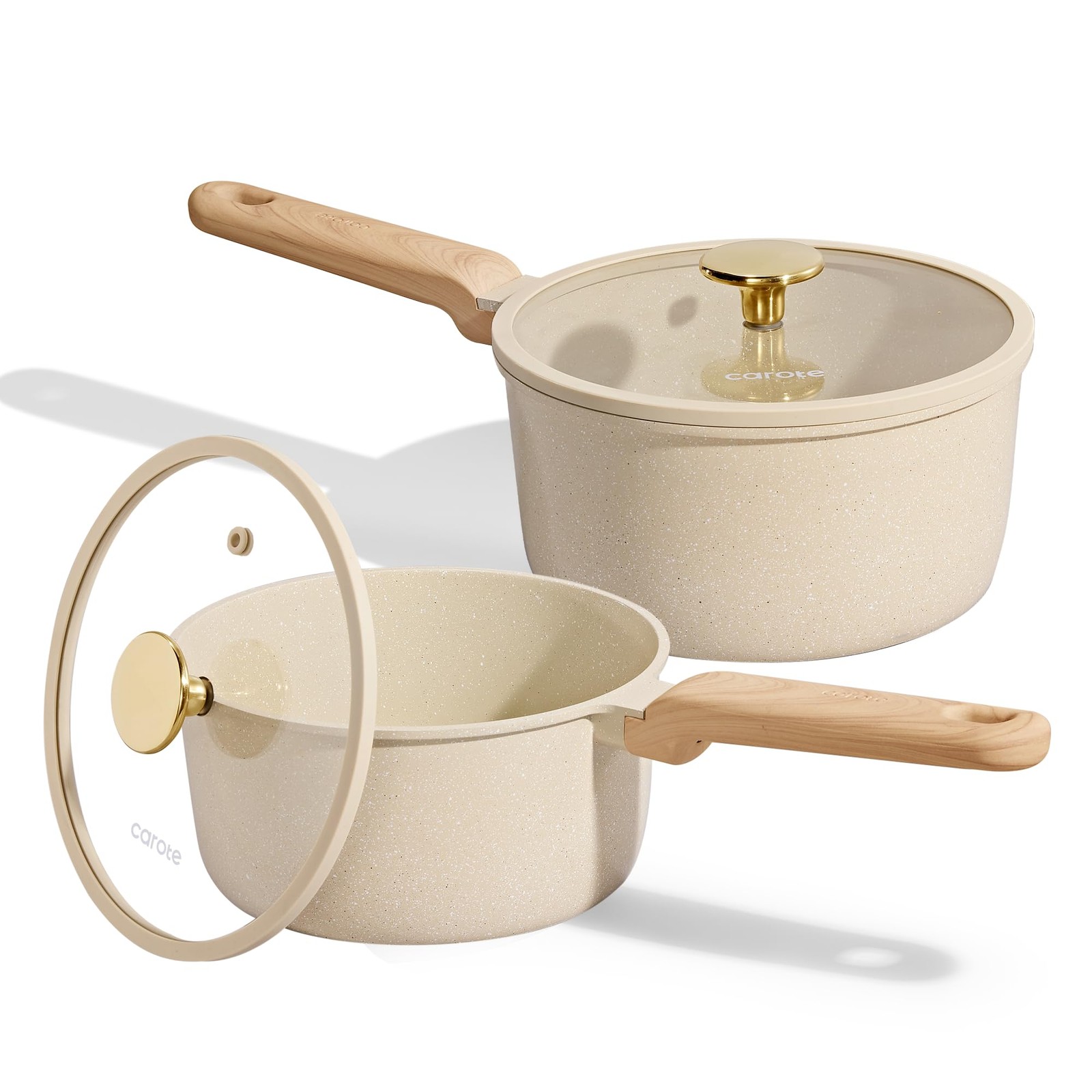 1.5Qt & 2.5Qt Sauce Pan Sets with Lid Ceramic Nonstick Pot Set Non Toxic Sauc…