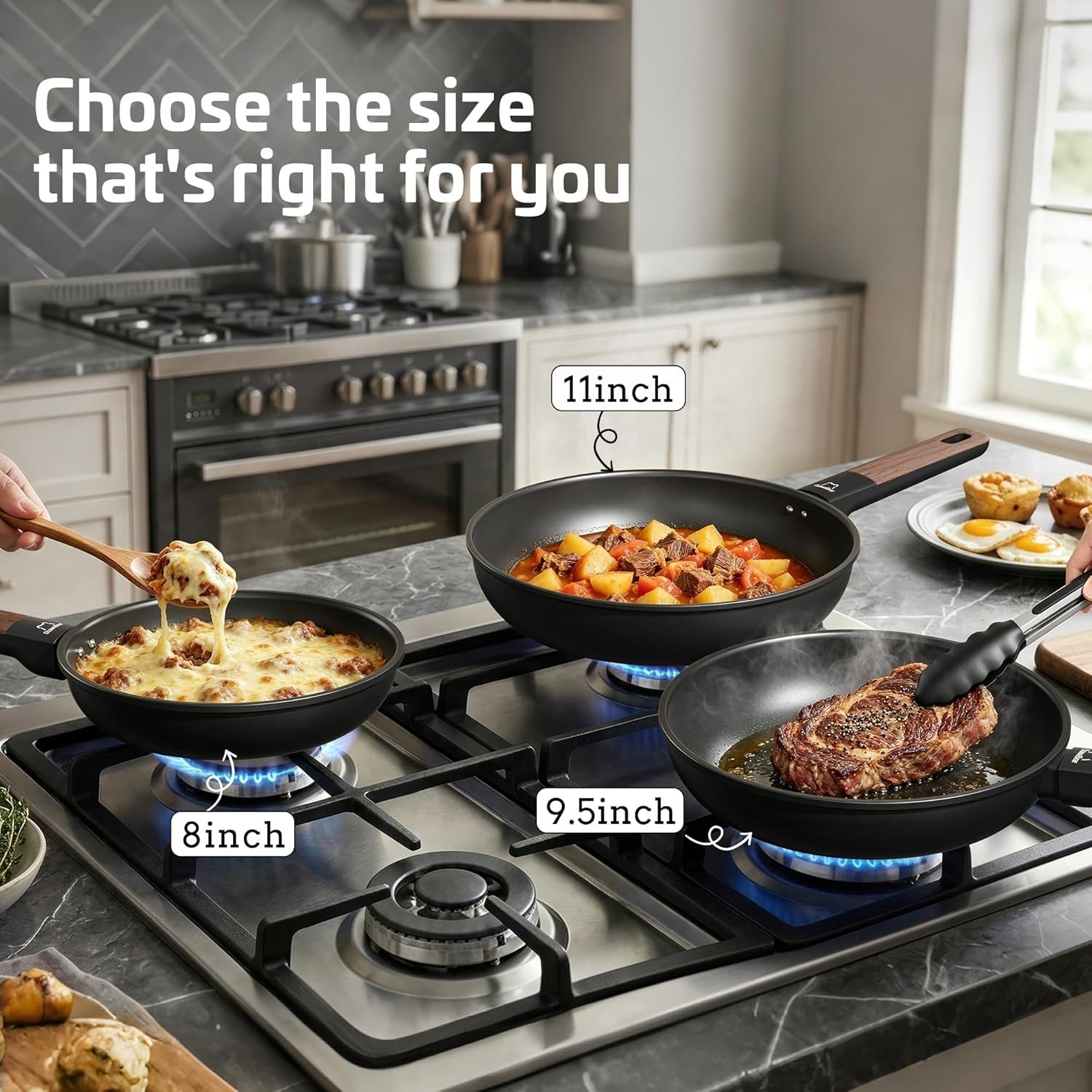 Non Stick Frying Pan Skillet, Titanium Coating Fry Pan Egg Pan Omelet Pan Non…