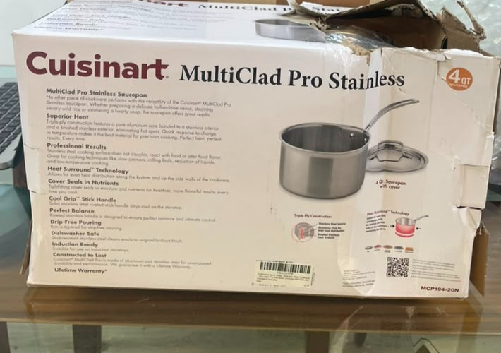 Cuisinart MultiClad Pro 4 Qt. Stainless Steel Stockpot. Dishwasher Safe.