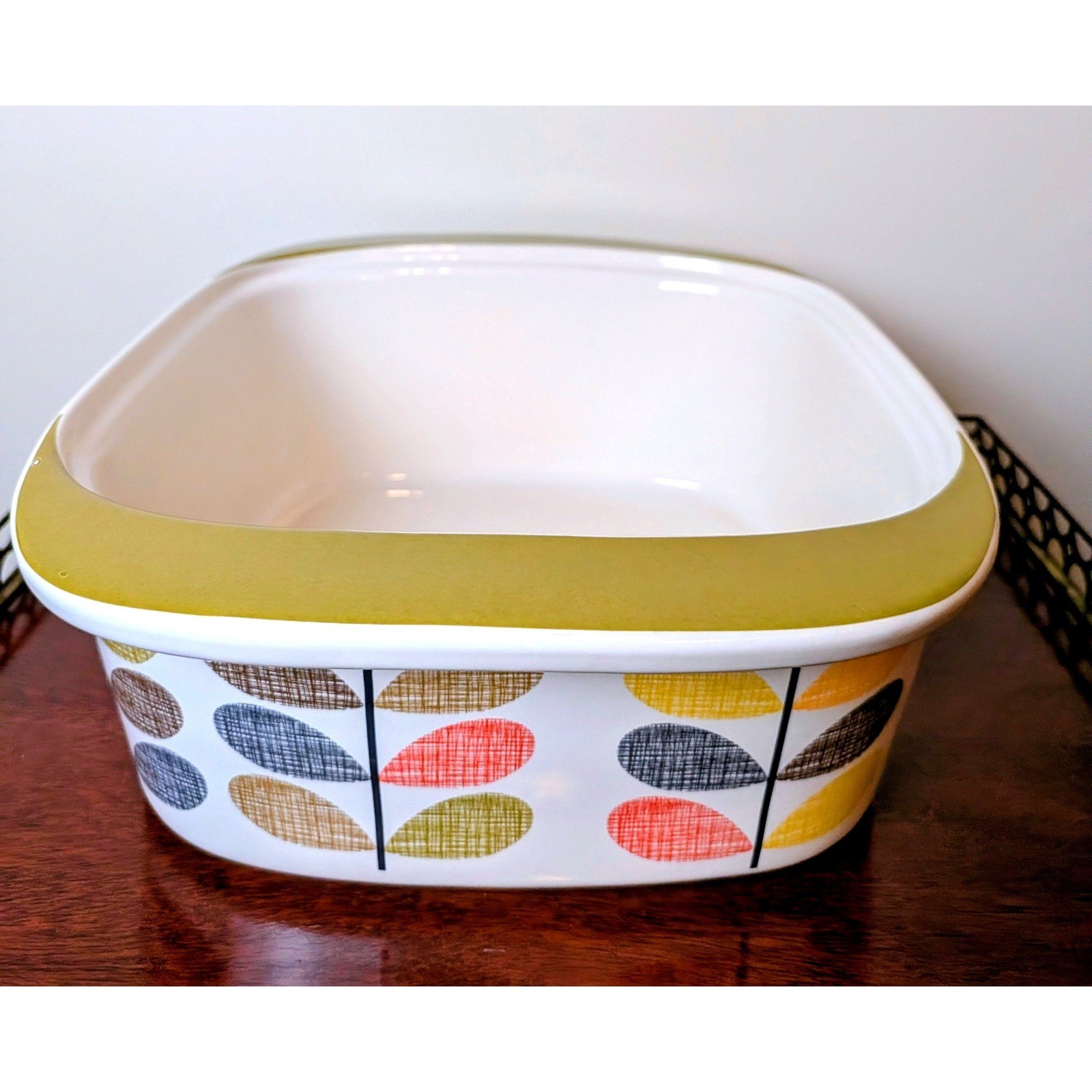 Orla Kiely House Multi Stem Ceramic Casserole Dish with Lid Mid Century Modern