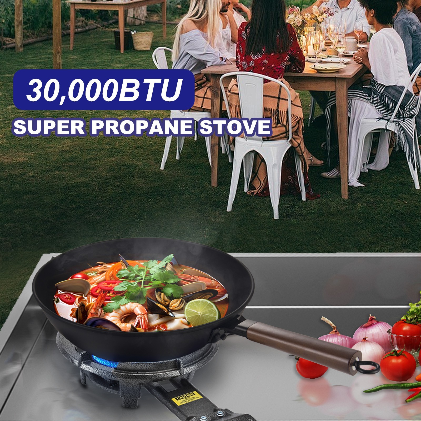ARC Outdoor Burner Stove, 13″ Single Propane Burner and Carbon Steel Wok