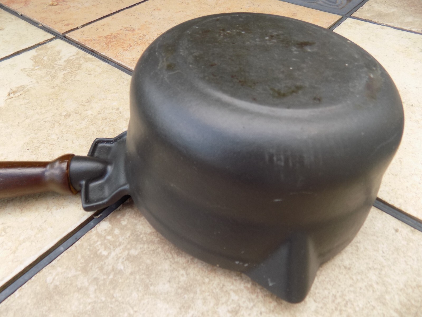 Lafont Shirley Black Cast Iron/Enamel Sauce Pan with Cover & Wood Handle Pot