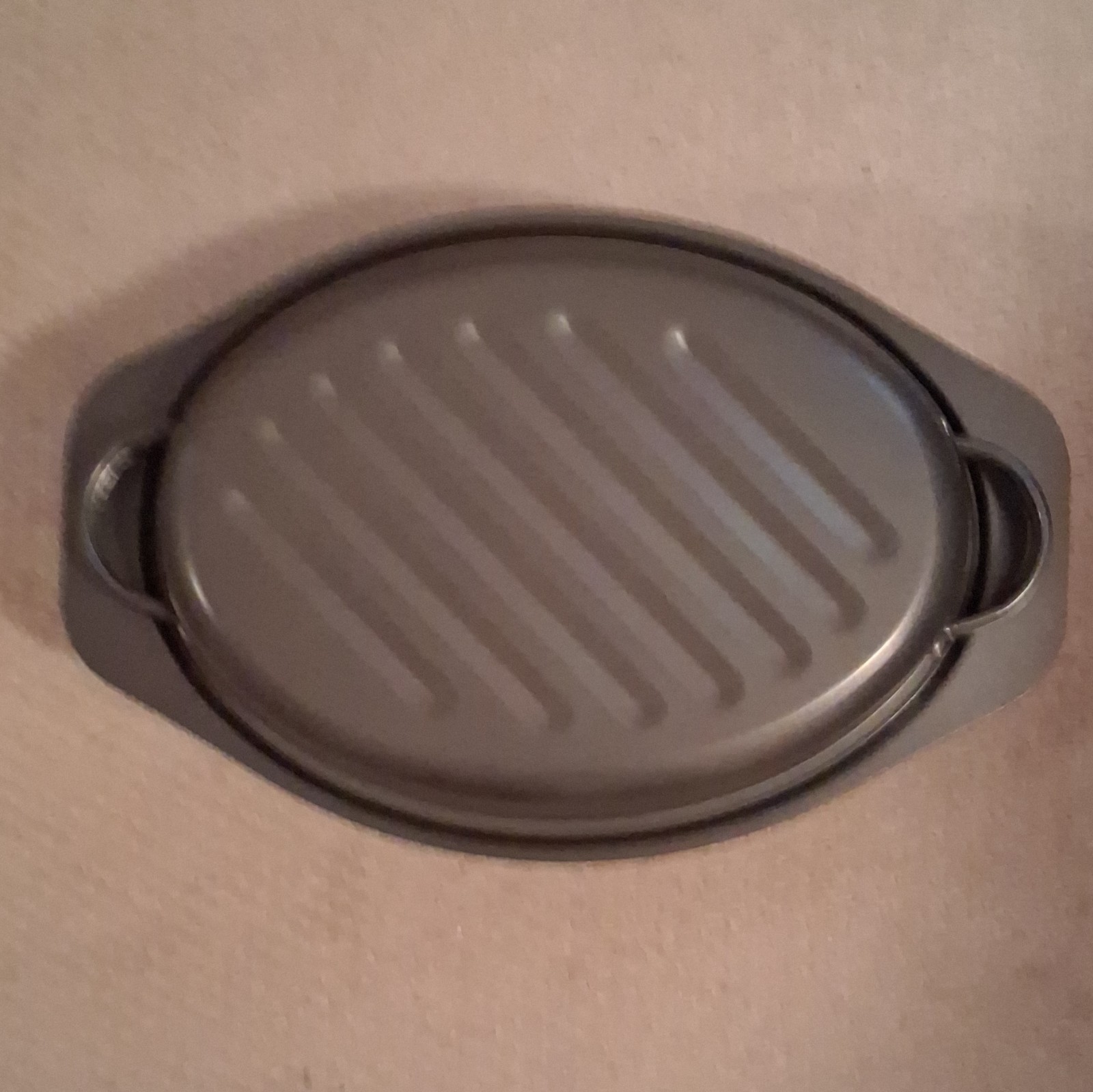 2-Piece Oval Nonstick Ridged Grill Pan Set Black Side Handles, 500°F