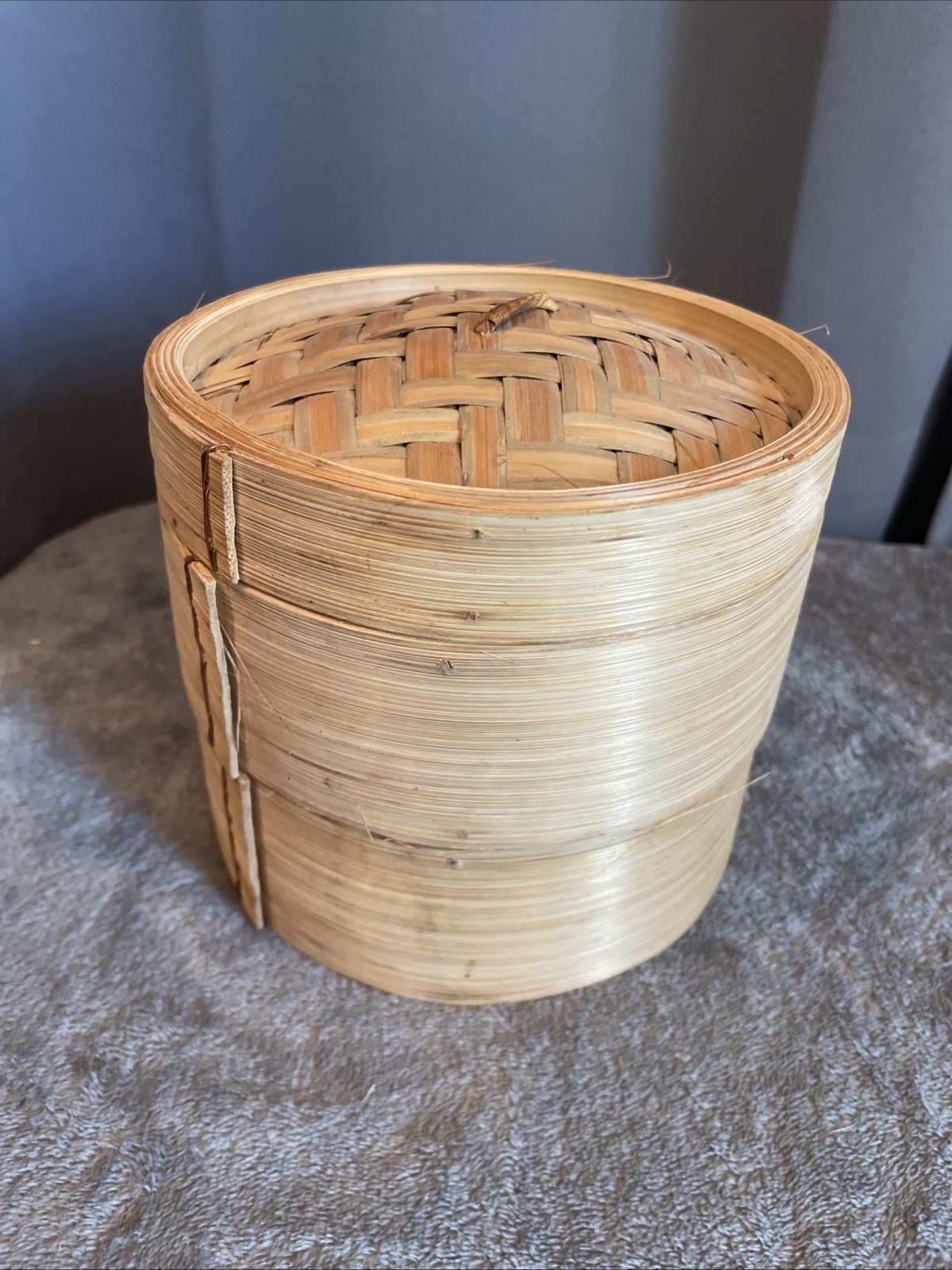 Bamboo Steamer Basket 6” 2 Tier Natural Lid Dumpling Dim Sum