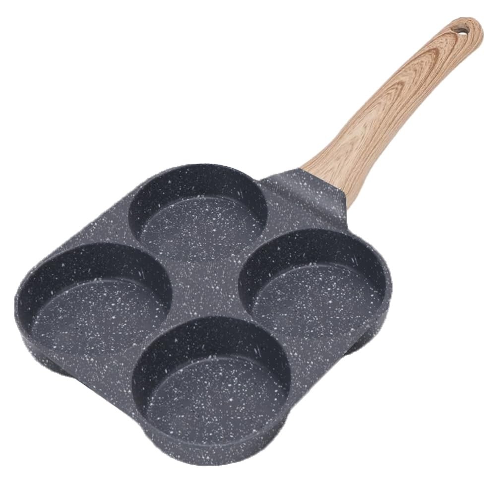 Fried Egg Pan 4 Cups Poacher Nonstick Mini Pancake Burger Maker Aluminum Black