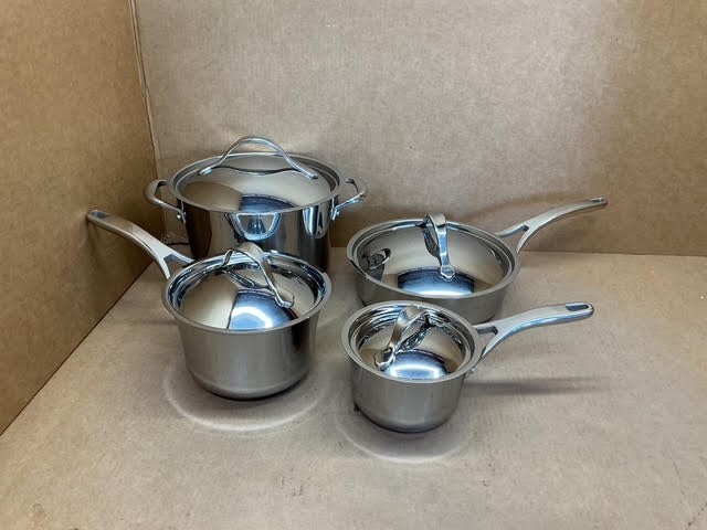 Anolon Nouvelle Copper Stainless Steel 10 Pc Cookware Set, Silver (MISSING PANS)