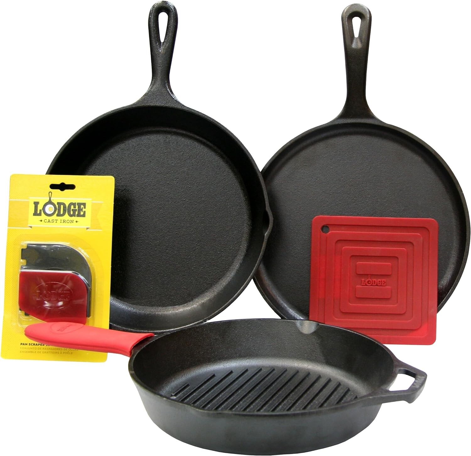 Lodge L6SPA41 Essential Pan Set, 7-Piece, Black