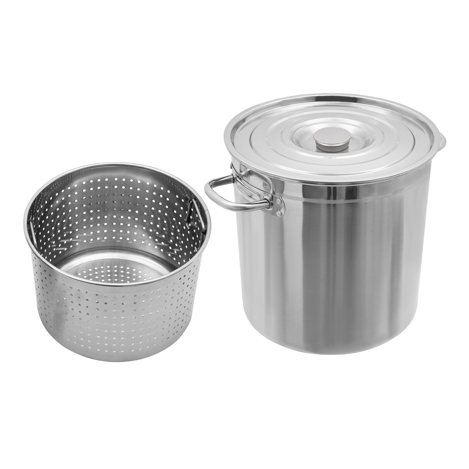 78 QT Stainless Steel Seafood Boil Pot With Basket Heavy Duty Cooking Pot W/ Lid