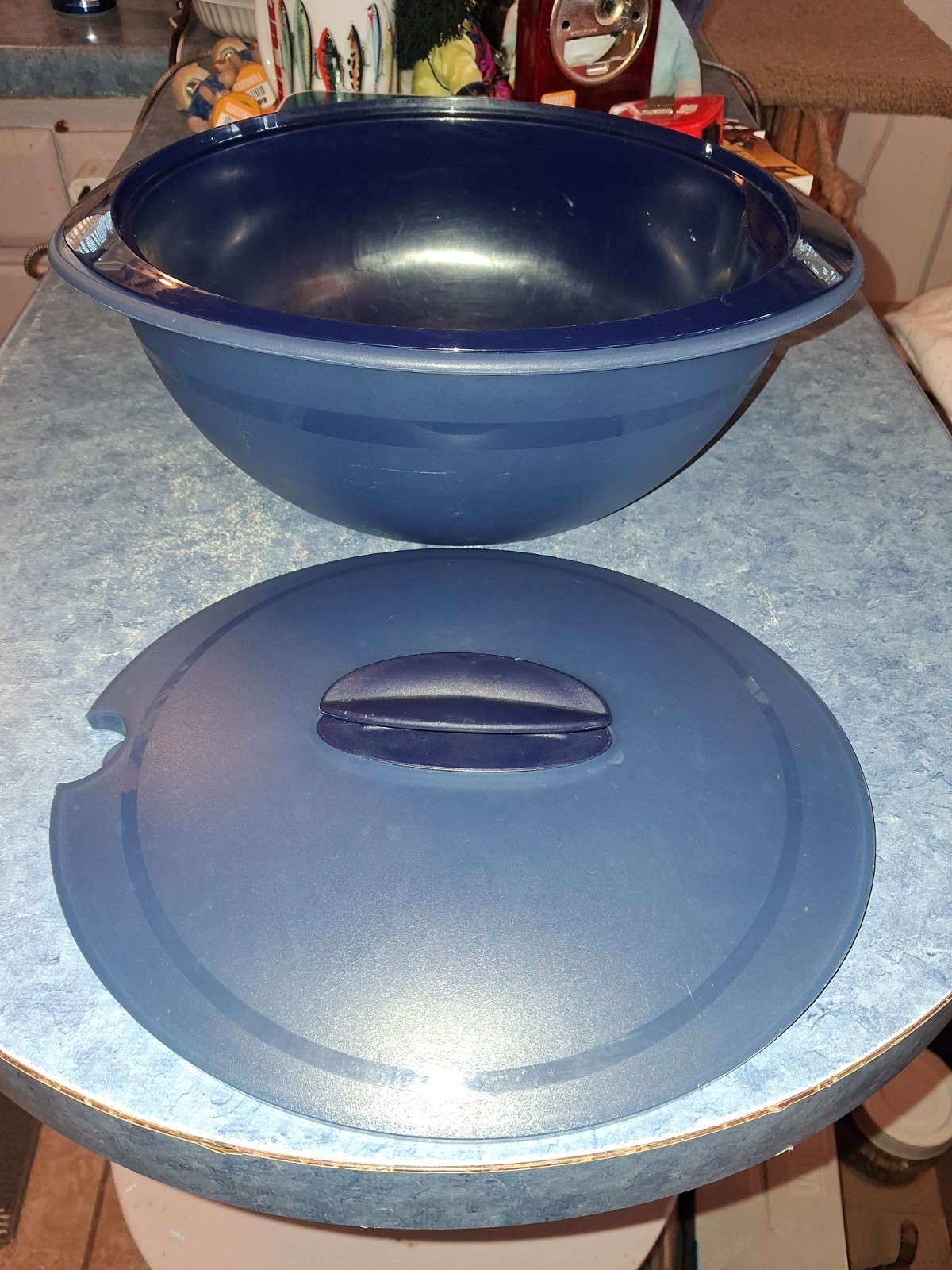 Tupperware 3pc Microwave Dark Blue Insulated Heat and Serve Store Bowl #4946A-4