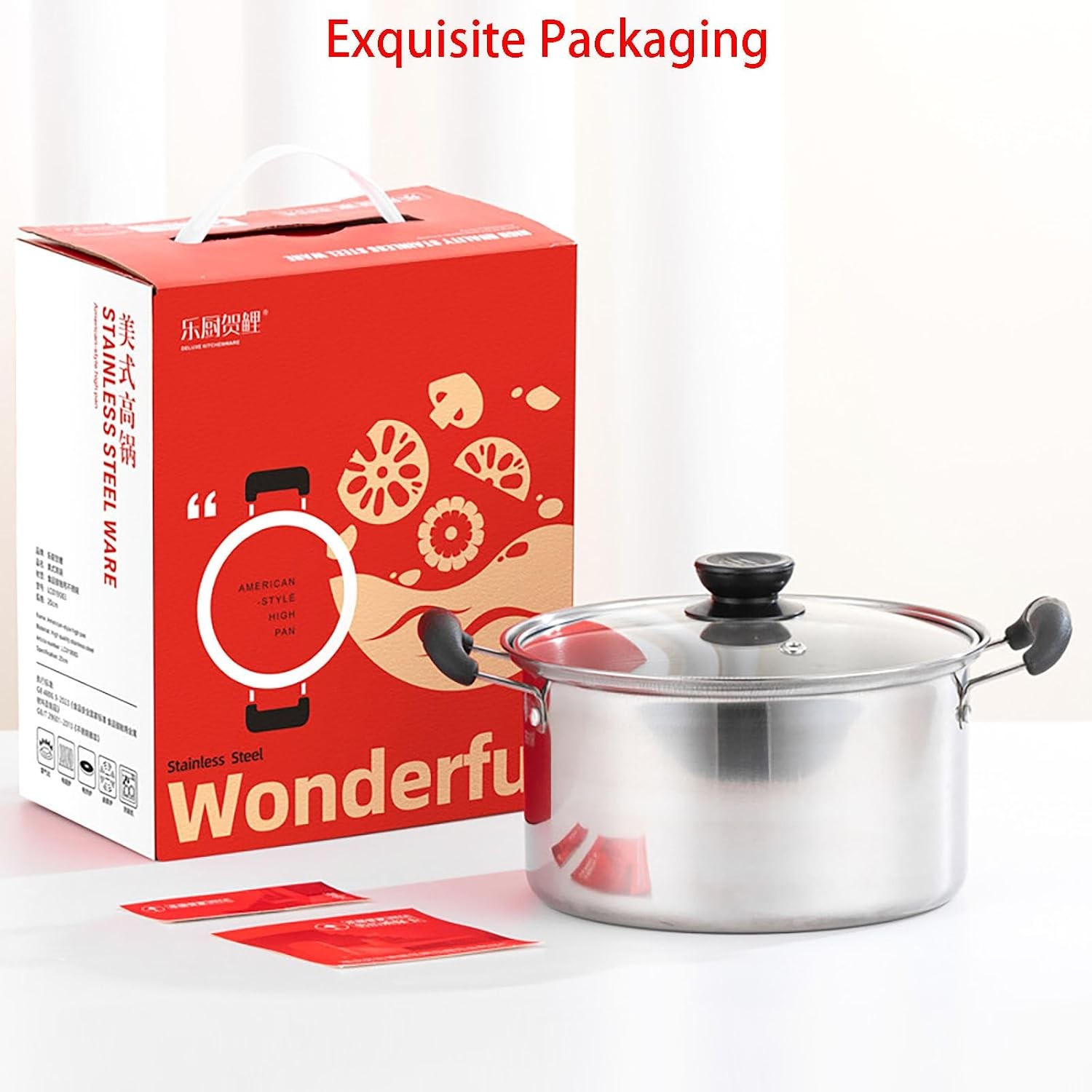 Thickened Stainless Steel Saucepan, 1.6 Quart Double Handle Milk and Soup Pot