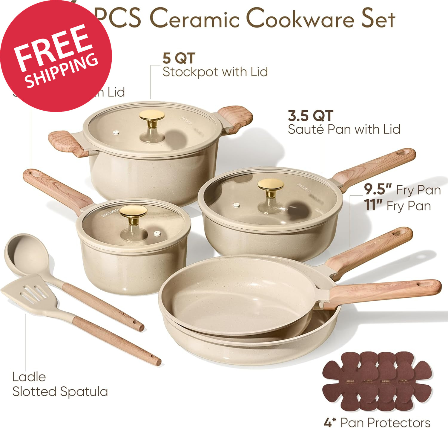 14 Pcs Pots and Pans Set Non Stick Ceramic Cookware Set Non-Toxic Kitchen