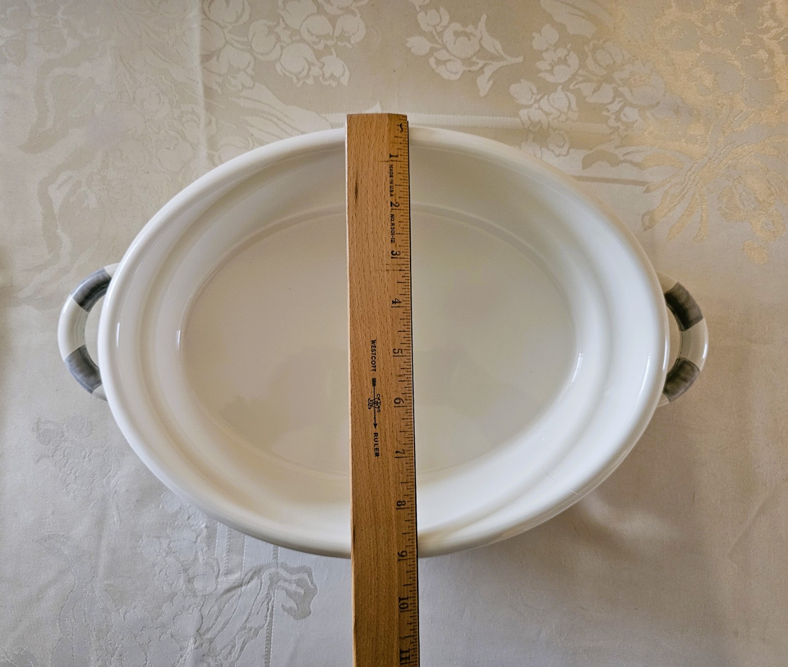 Mackenzie Childs STERLING CHECK ENAMEL MEDIUM OVAL GRATIN DISH Hand-Painted