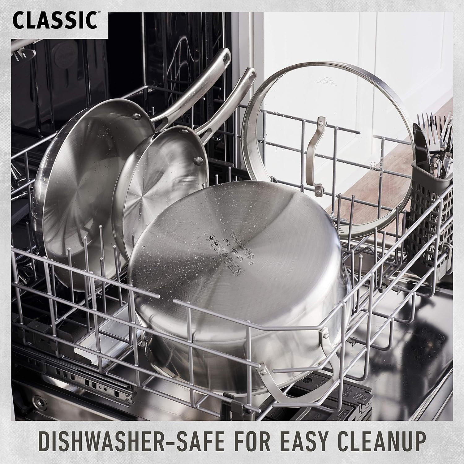Classic Stainless Steel Cookware Set, 10-Piece, Impact-Bonded Aluminum Base,