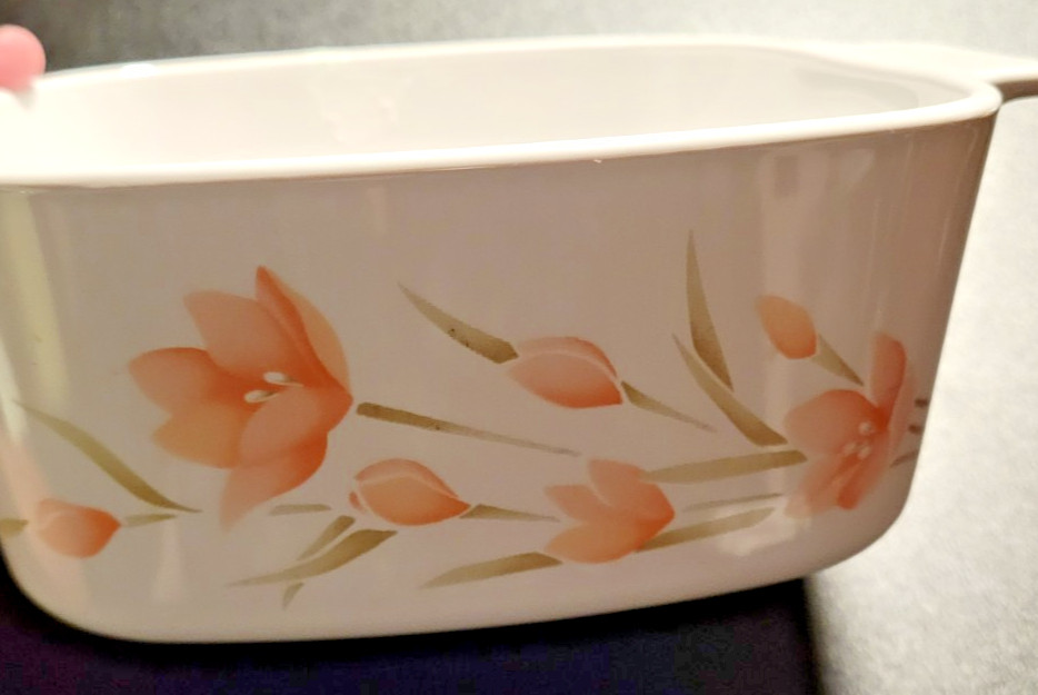 Vintage Corning Ware Peach Floral Pattern A – 1.5 – B 1.5 Liter