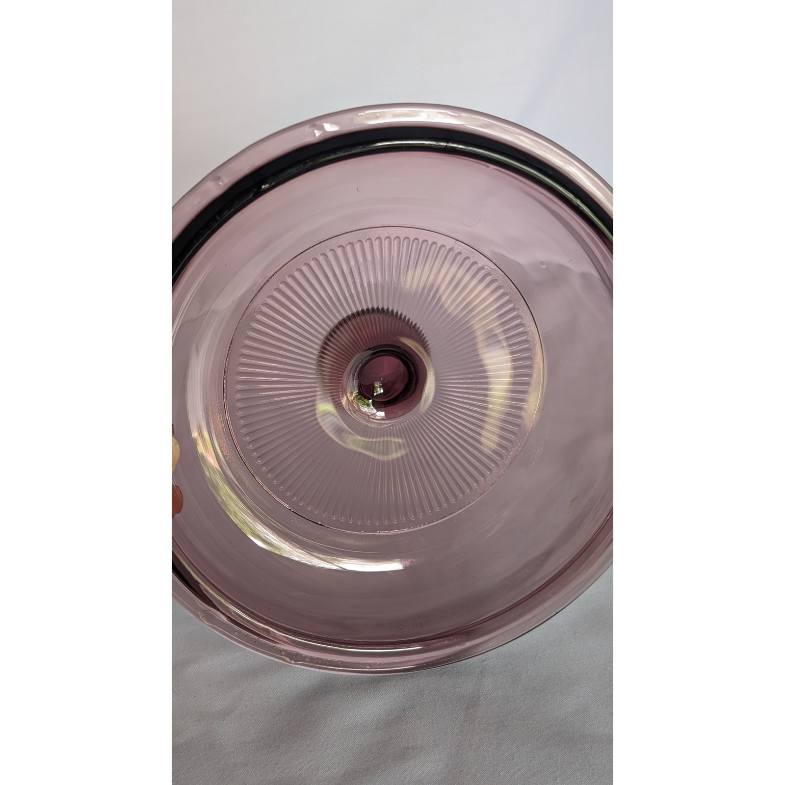 Pyrex Visions Cranberry Glass Lid Replacement V 1 C Purple Ribbed 6.25 Inch