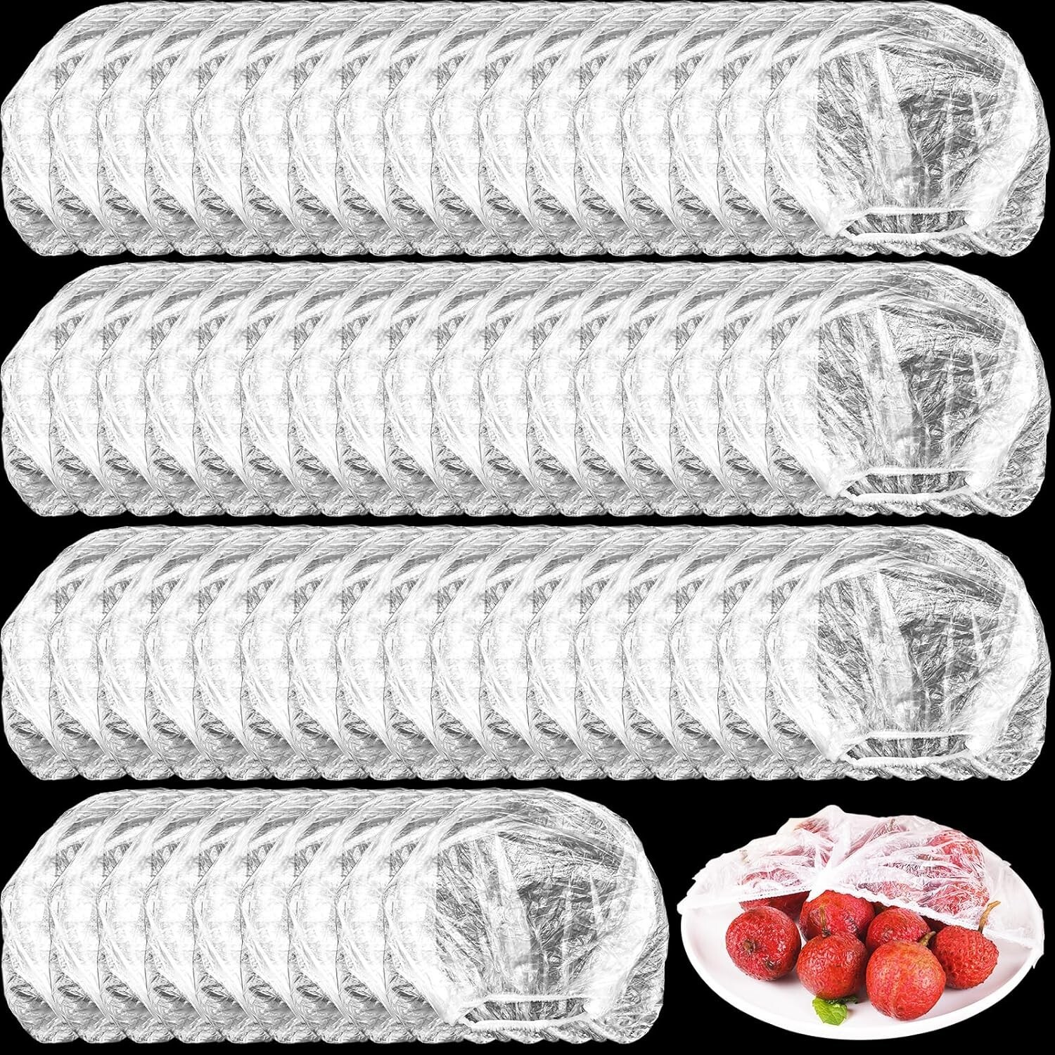 400 Pcs Fresh Keeping Bags Plastic Food Storage Covers Elastic Sealing Bowl Lids