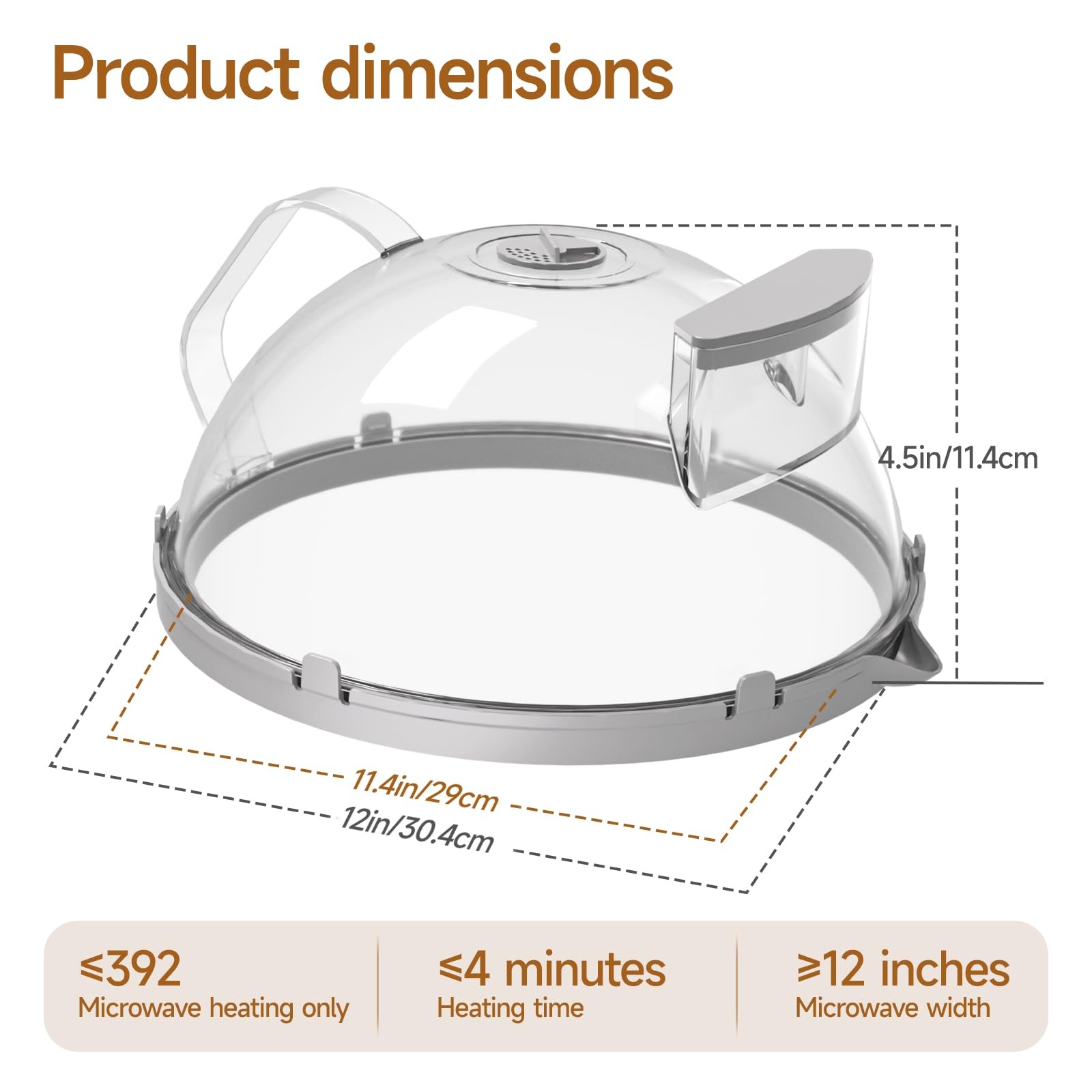 10″ Microwave Splatter Cover with Water Steamer, Microwave Cover for Food, Do…