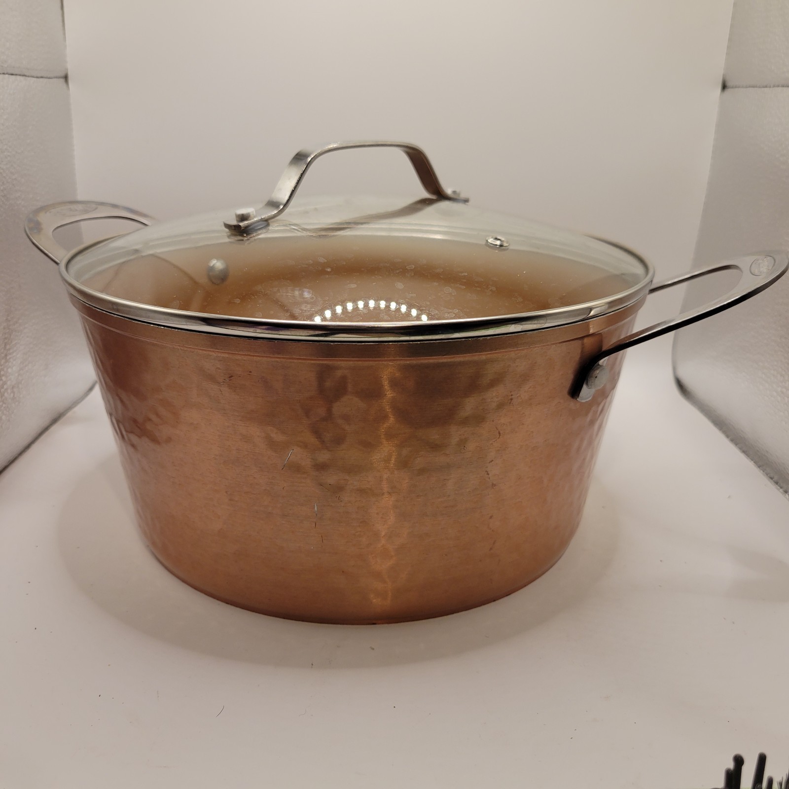 Gotham Steel Hammered Copper 5qt Stockpot 10″ With Cover