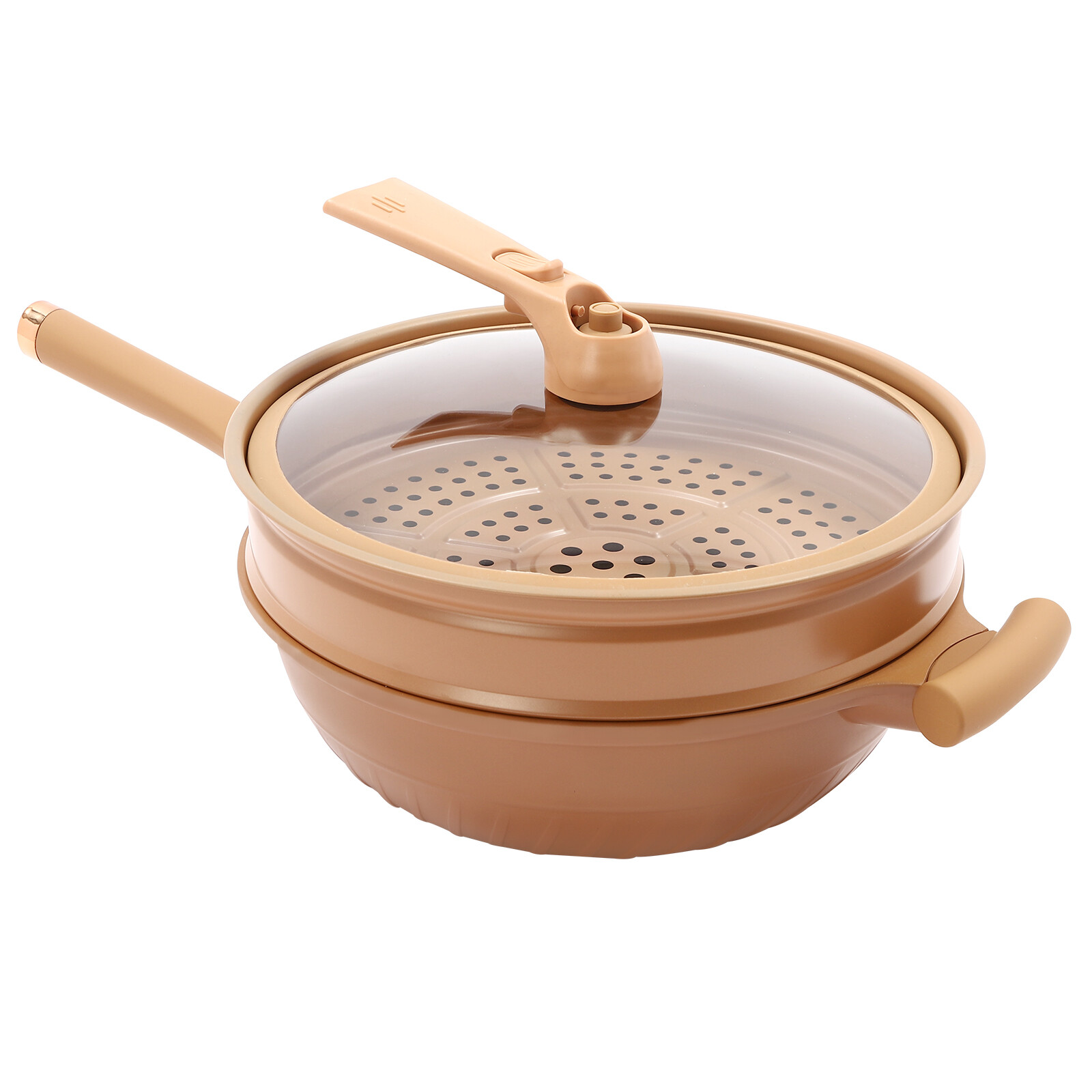 32cm Micro Pressure Cooker Pan – Die-Cast Aluminum Non-Stick With Steamer