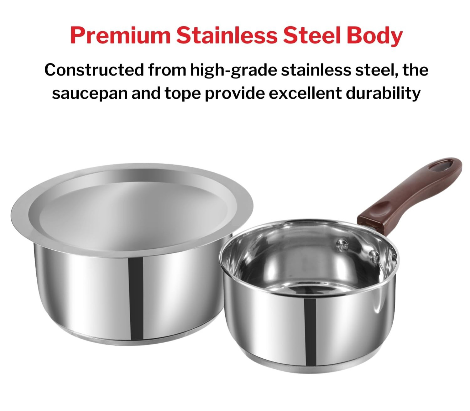 Stainless Steel Regular Saucepan 1.8L & Capsule Bottom Tope 1L with Lid