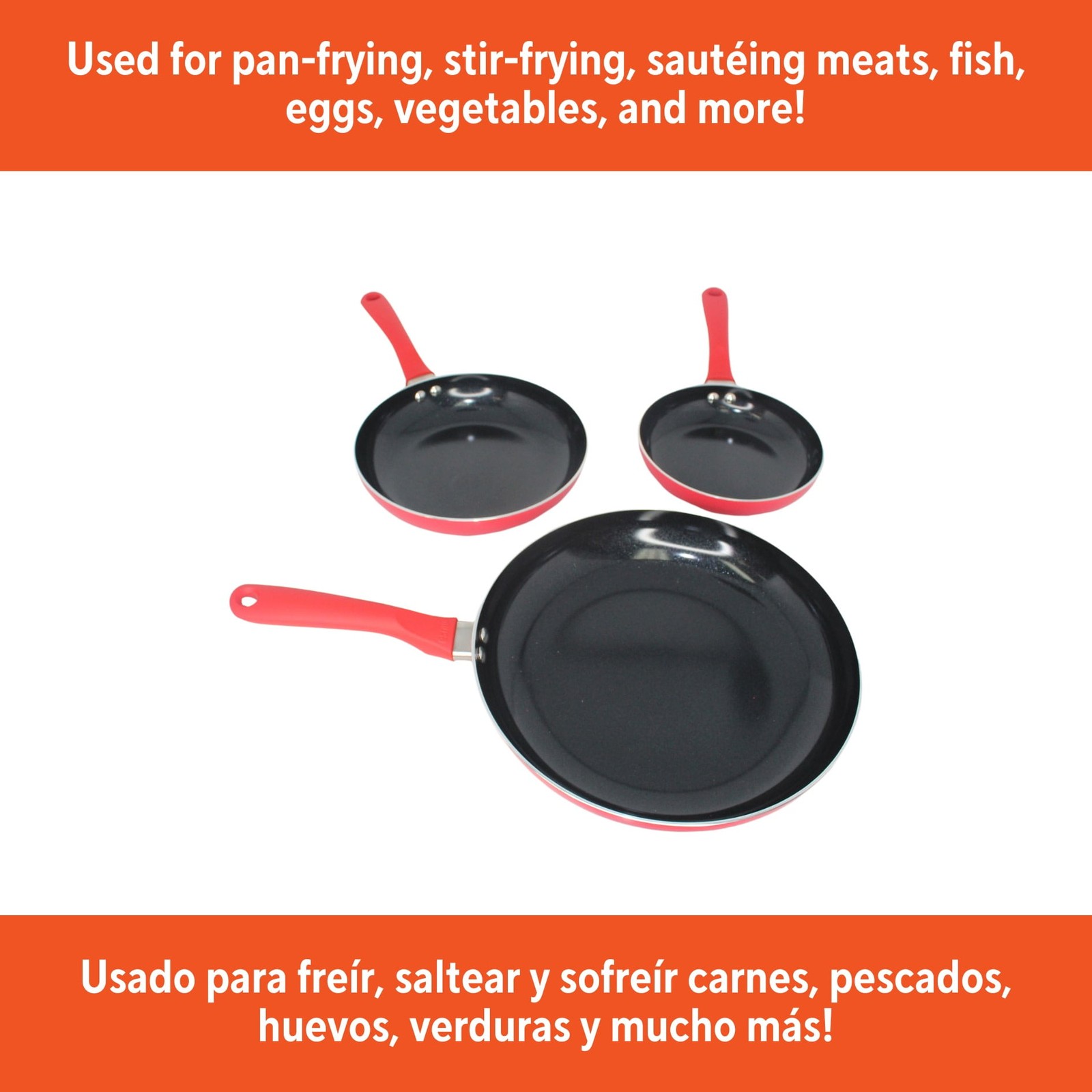 Nonstick Ceramic Cookware Set 3-Piece 7in/9in/11in W/ Stay-Cool Handles Aluminum