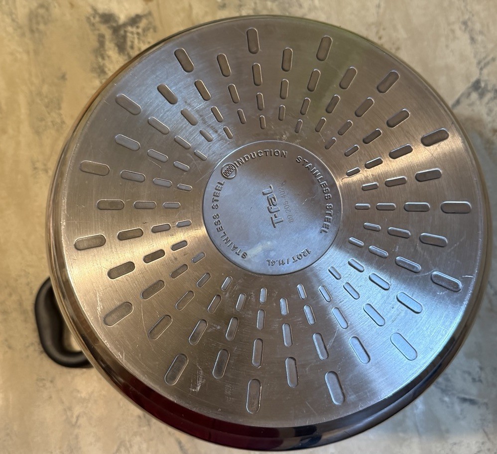 T-fal 12qt Stock Pot Stainless Steel Cookware Induction w/o Lid 10.5″ W, 9″ T