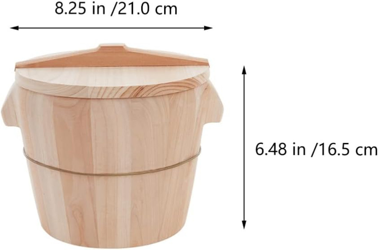 Wooden Rice Steamer Bucket 8.26X6.49X6.49 Inch Natural Chinese Material Handmade