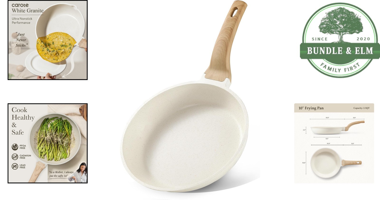 Cream White Nonstick Skillet for Sautéing and Pan-Frying, Induction Compatible