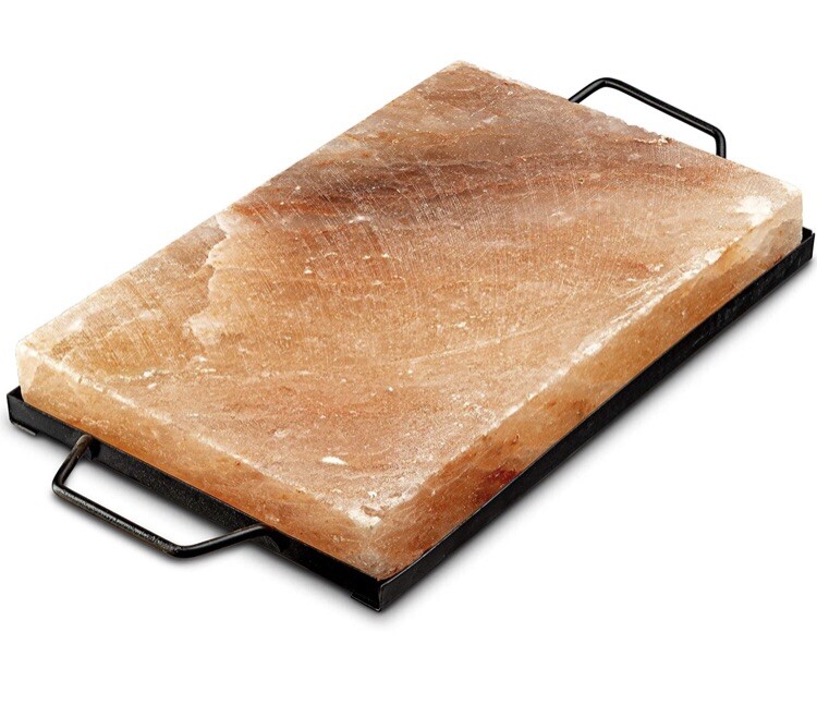 Tiabo Himalayan Salt Plate & Stainless Steel Holder, Salt Slab Block, for Grill