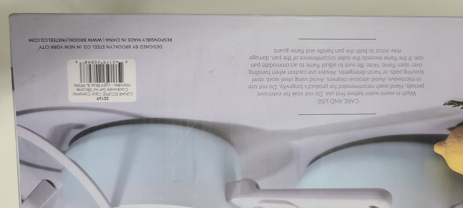 BKLYN Steel Co Lunar Eclipce Ceramic Nonstick Cookware Set 12 Pc Light Blue