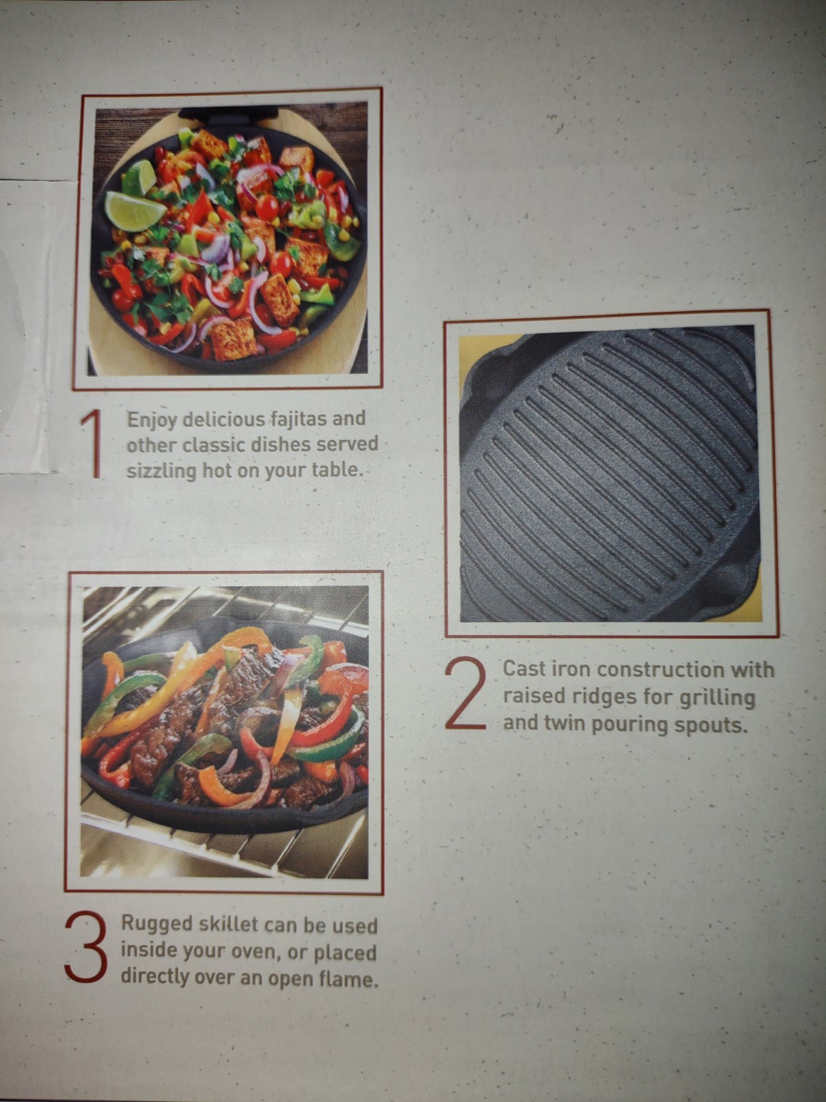 Parini Grilling Fajita Skillet Set Cast Iron Pan 7″ x 14″ Wood Trivet Mitt New