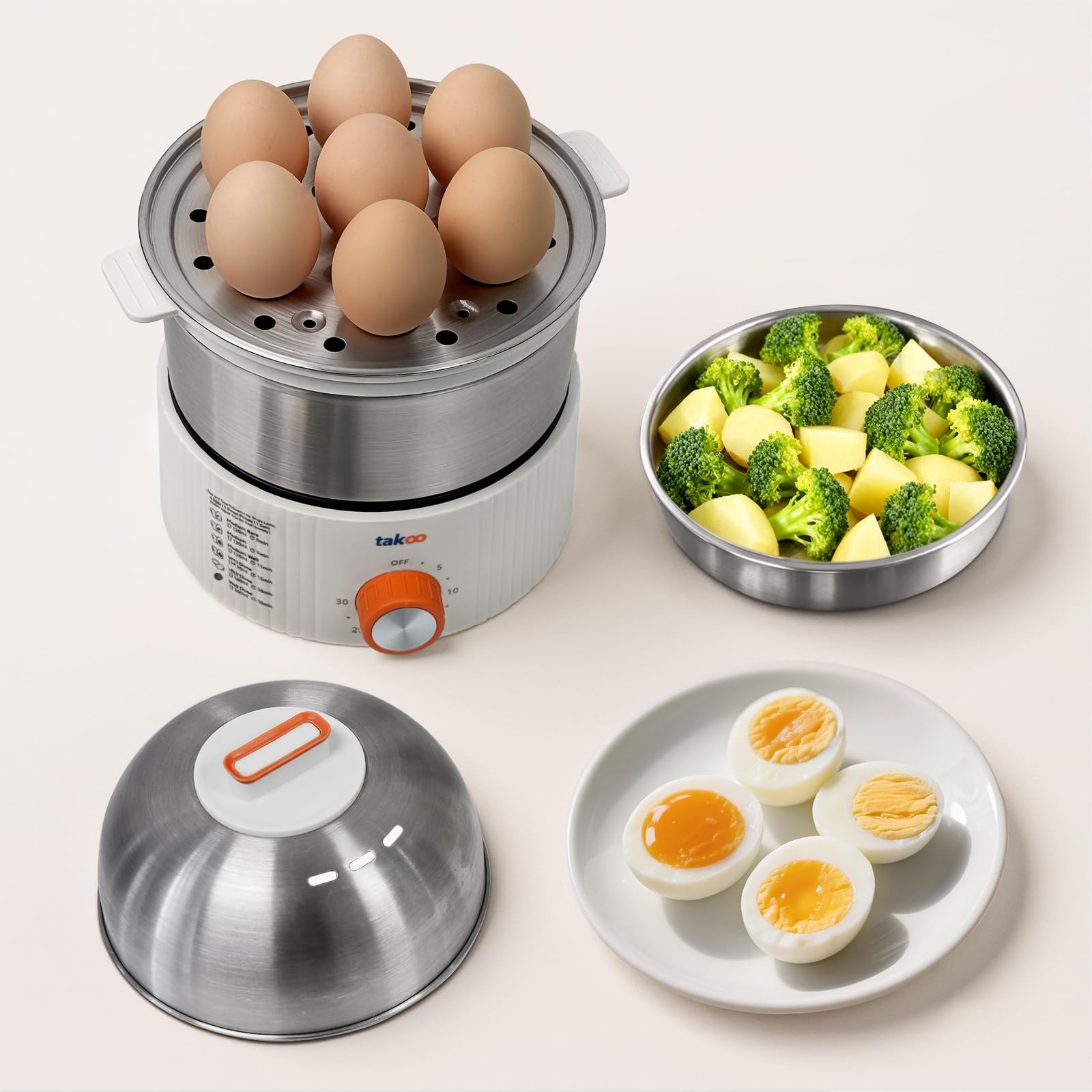 3-in-1 Electric Egg Cooker for Hard Boiled Eggs Poacher, Omelet Maker & Veget…