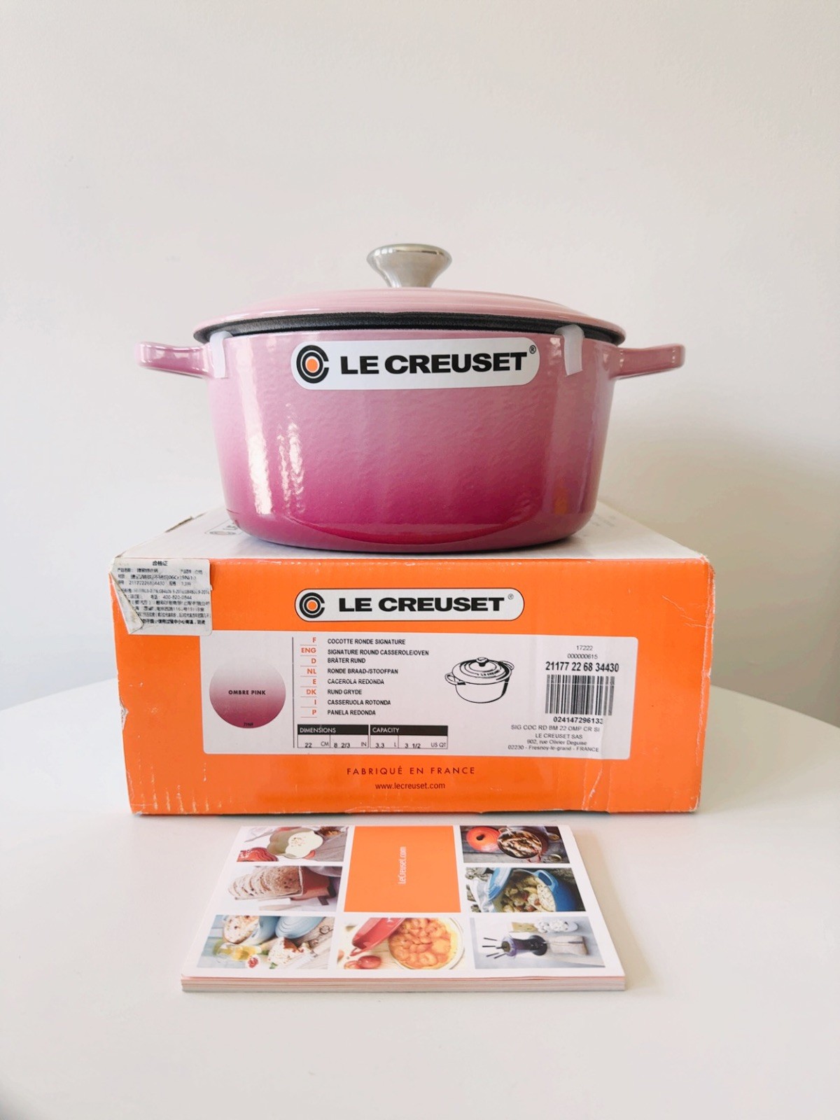 Le Creuset OMBRE PINK Signature Cocotte Ronde 22cm 3.5qt ULTRA RARE