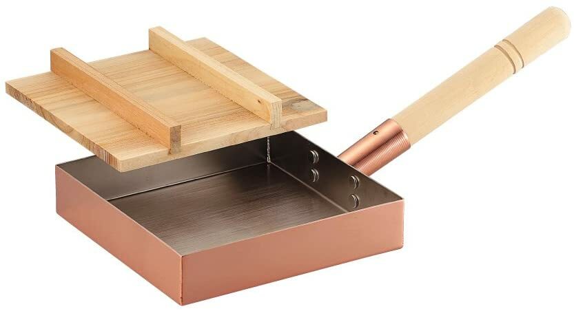 Asahi Cne117 Egg Pan Tamagoyaki Omelet Professinal Model Wooden Lid 18cm Copper