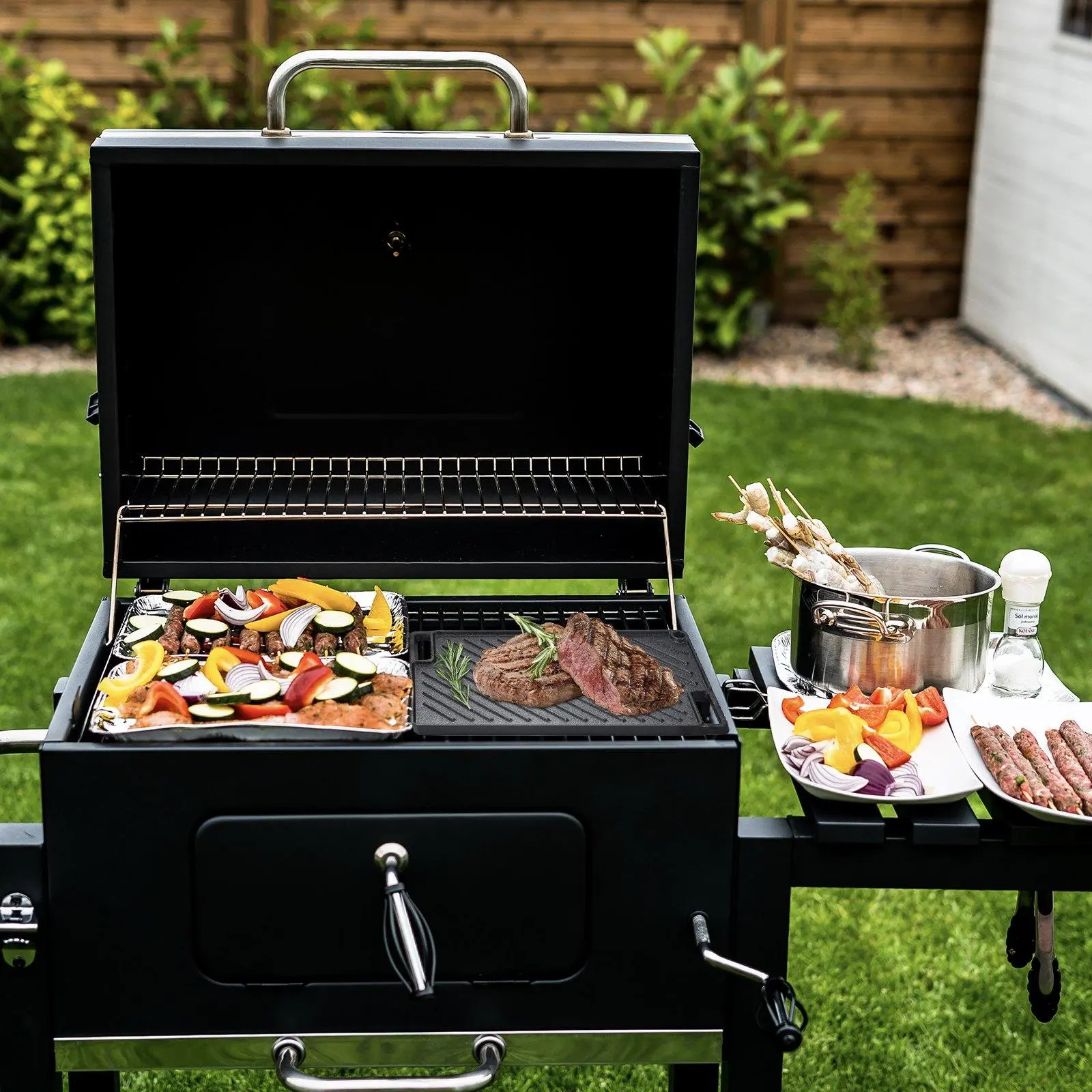 Portable Pre-Seasoned Cast Iron Reversible Griddle Pan for Outdoor Gas Barbecue