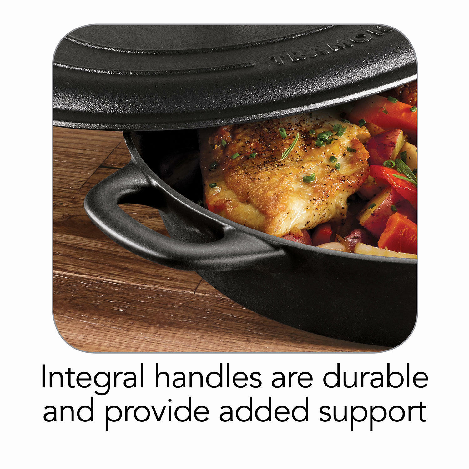 Tramontina 12″.5 Covered Cast Iron Skillet W/ Stainless Steel Knob Lid