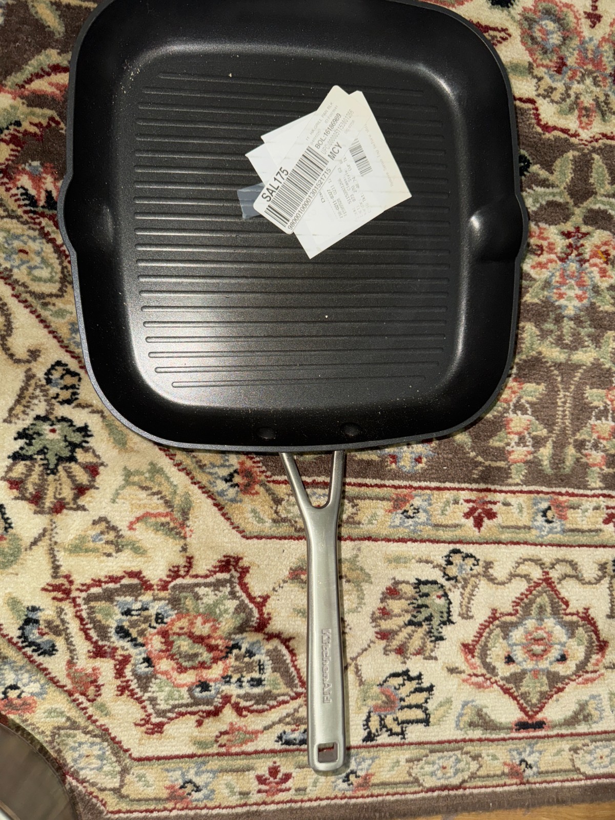 KitchenAid 11.25 inch Hard Anodized Square Grill Pan, Onyx Black