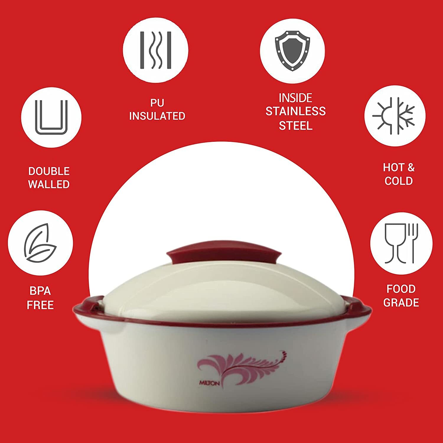 Milton Crisp 2500 Insulated Inner Steel Casserole, 2500 ml /Hot pot /